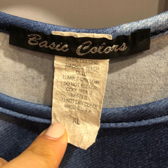 Blue 3/4 sleeve midi swim dress - Picture 4 of 5